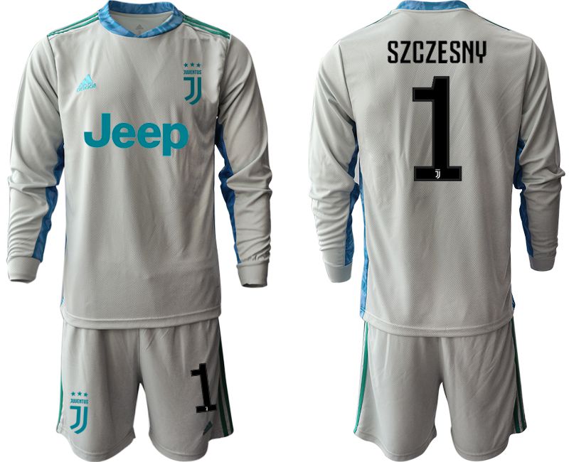 Men 2020-2021 club Juventus gray long sleeve goalkeeper #1 Soccer Jerseys